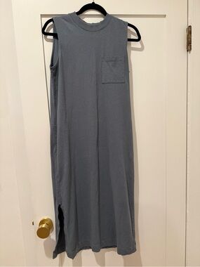 Everlane Crewneck Fitted Cotton Dress - Slate Blue